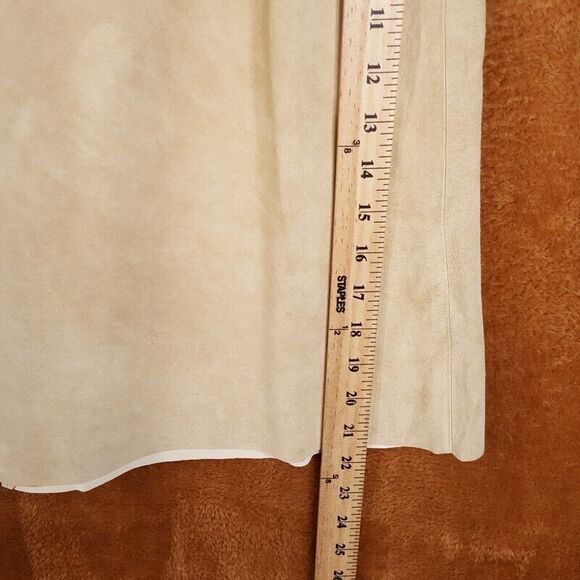 NEW FRONTIER Womens Skirt Size 6 Tan A-Line Suede Asymmetrical STAINED - Picture 7 of 9
